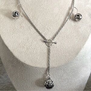 Silpada 925 Filigree Ball Necklace & Earrings Jewelry Set